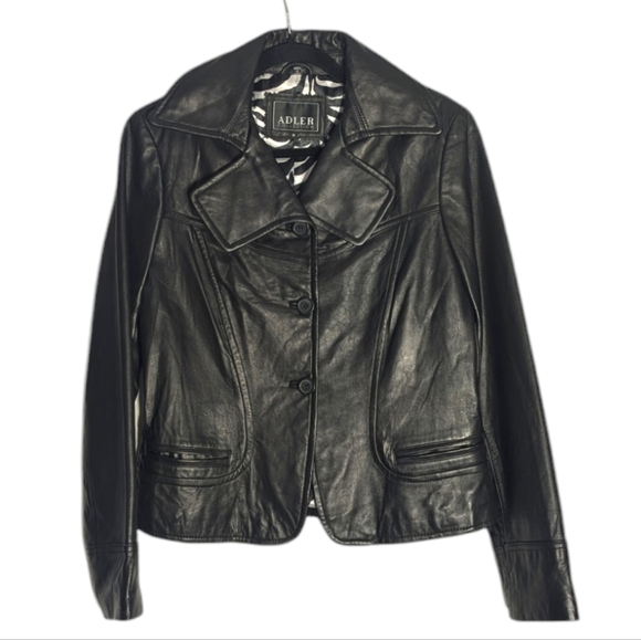Adler Collection New Zealand Lamb Leather Black Jacket Medium